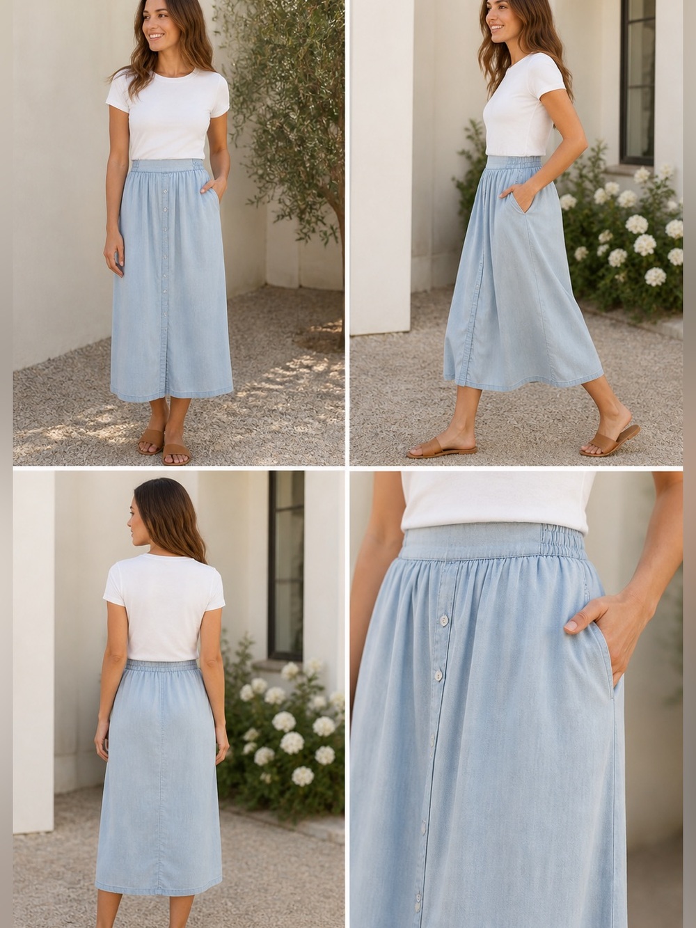 Prana Light Blue Midi Skirt